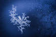 blue toned ice crystals forming on wet glass