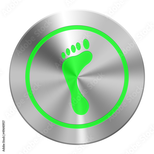 Illustration: Edelstahl Fussabdruck Button Grün Edelstahl Fussabdruck Button Grün