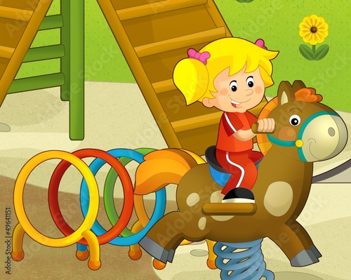 Illustration: The funfair - playground - illustration for the children The funfair - playground - illustration for the children