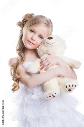 Photo: Image of beautiful girl with teddy bear Image of beautiful girl with teddy bear
