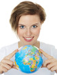 Woman shows the communication World, Global Commerce