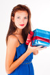happy woman with gift box