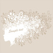 Silhouette einer Frau mit Ornamenten und Textfreiraum