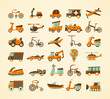 retro transport icons set