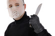 Krimineller mit Hockey-Maske und Messer