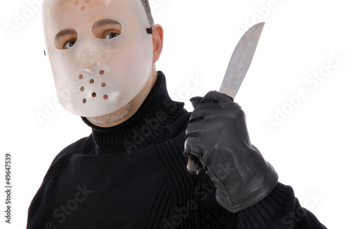 Photo: Krimineller mit Hockey-Maske und Messer Krimineller mit Hockey-Maske und Messer