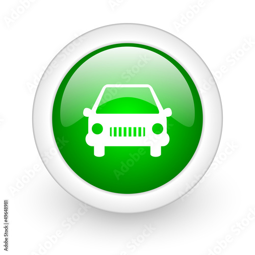 Illustration: car green circle glossy web icon on white background car green circle glossy web icon on white background