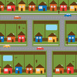 Colorful Happy City Neighborhood Vector Illustration
