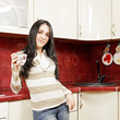 Brunette with cup