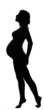 Black silhouette of pregnant woman on white background