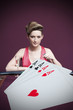 Woman playing roulette with champagne