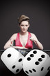 Woman playing roulette with champagne