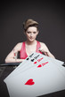 Woman playing roulette with champagne