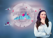 Businesswoman against a futuristic graph hologram
