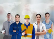 Five workers of different industries