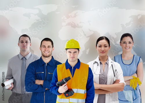 Photo: Five workers of different industries Five workers of different industries