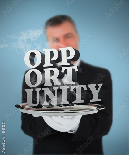 Photo: Waiter offering smoking opportunity on a tray Waiter offering smoking opportunity on a tray