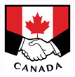 Canada flag and business handshake, vector illustration