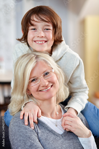 Photo: Mother and son at home Mother and son at home