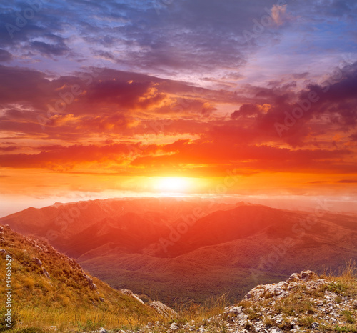 Photo: sunset in mountains sunset in mountains