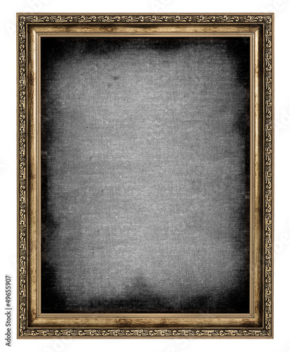 Photo: golden frame with empty canvas golden frame with empty canvas