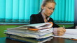 Panoramic of Business woman verify deeds