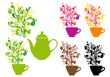 Vektor: coffee and tea with color swirls, vector set coffee and tea with color swirls, vector set