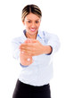 Businesswoman stretching her hand