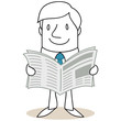 Geschäftsmann, Zeitung, lesen, Neuigkeiten, Infos