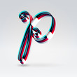 Fantasy plastic 3d glowing ribbon typeface