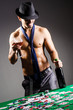 Naked broke businessman in casino