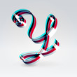 Fantasy plastic 3d glowing ribbon typeface