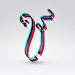 Fantasy plastic 3d glowing ribbon typeface