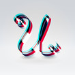 Fantasy plastic 3d glowing ribbon typeface