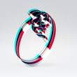 Fantasy plastic 3d glowing ribbon typeface