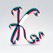 Fantasy plastic 3d glowing ribbon typeface