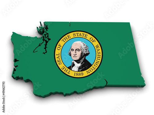 Illustration: Washington State Map Flag Shape Washington State Map Flag Shape