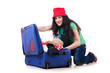 Young girl packing for vacation