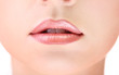 Beautiful make up of gloss lips, close up
