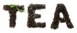 Dry black tea with green leaves, isolated on white