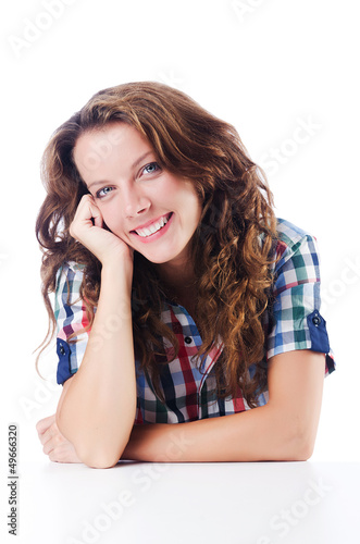 Photo: Happy student isolated on the white Happy student isolated on the white