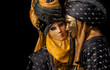 isolated on black venetian couple