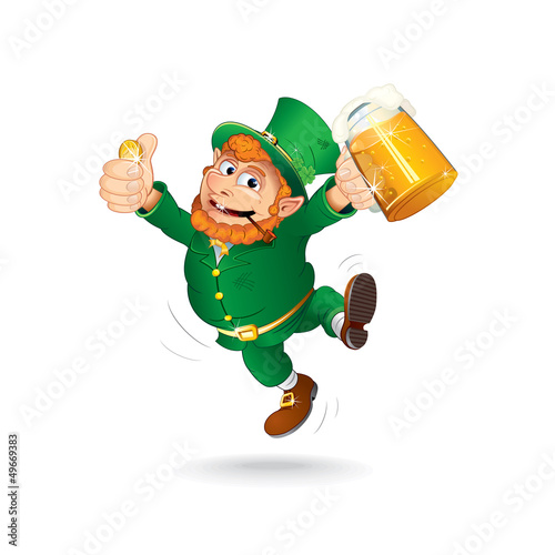 Vector: Cute Jumping Leprechaun. Isolated Cartoon Image Cute Jumping Leprechaun. Isolated Cartoon Image
