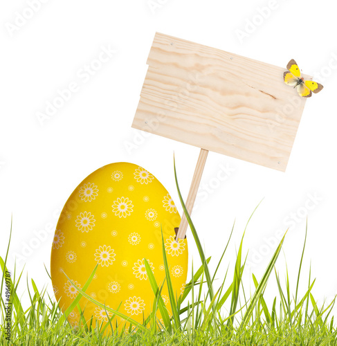 Photo: Easter egg with blank board Easter egg with blank board