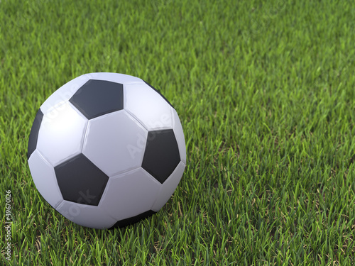 Illustration: 3d Football on grass 3d Football on grass