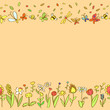 Colorful spring flowers seamless pattern, vector
