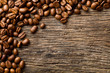 coffee beans on vintage wooden background