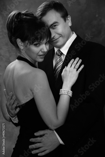 Photo: Monochrome picture of young man and woman Monochrome picture of young man and woman