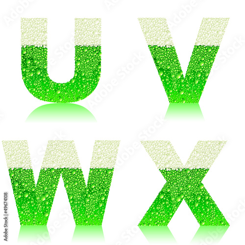 Vector: alphabet green beer UVWX alphabet green beer UVWX