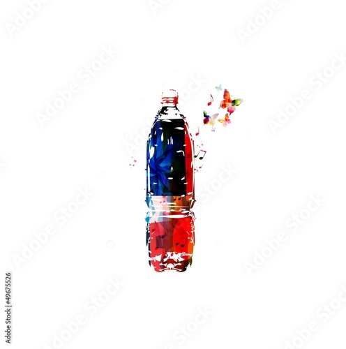 Vector: Colorful bottle design with butterflies background Colorful bottle design with butterflies background